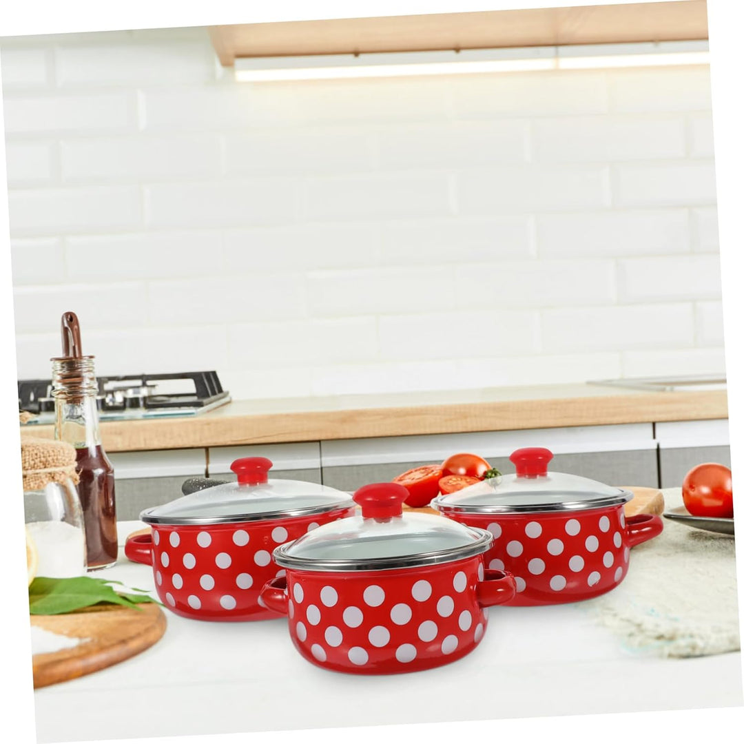 VINTORKY Emaille Mini Suppentopf Set Mit Deckel Und Griff Kleine Suppentöpfe Für Zuhause Vielseitige