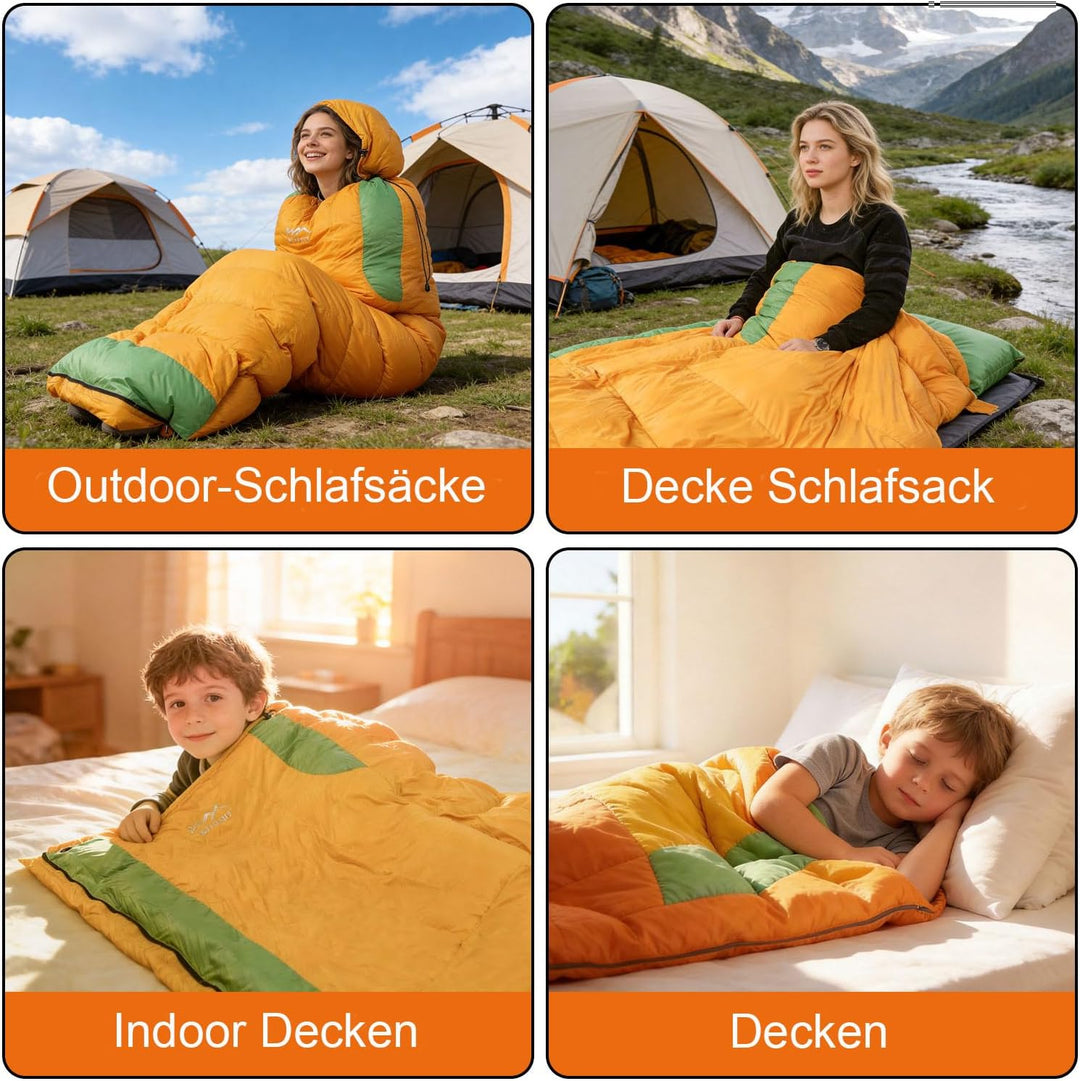 Daunen Deckenschlafsack, Leichter Kleiner Kompakt Schlafsack für Alle Jahreszeiten Camping, Wandern