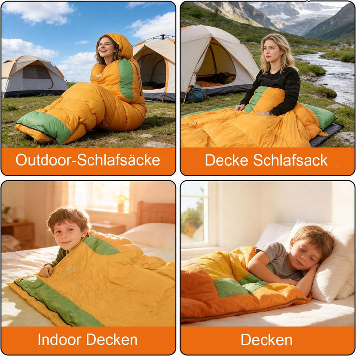 Daunen Deckenschlafsack, Leichter Kleiner Kompakt Schlafsack für Alle Jahreszeiten Camping, Wandern
