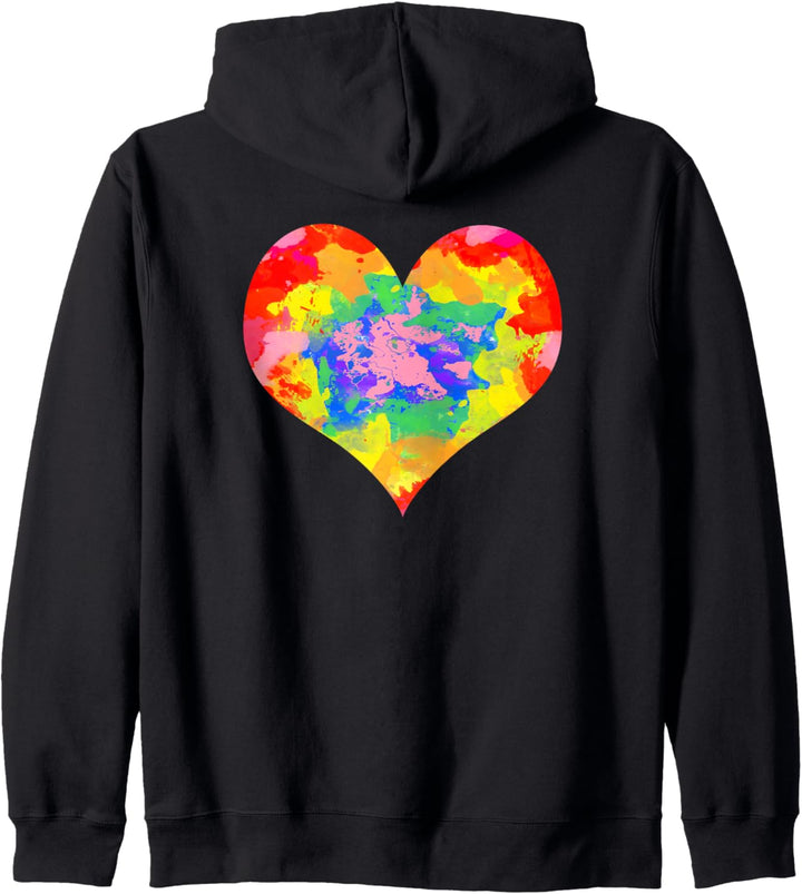 Colorful Watercolor Art Heart Graphics Women Romantic Gift Kapuzenjacke