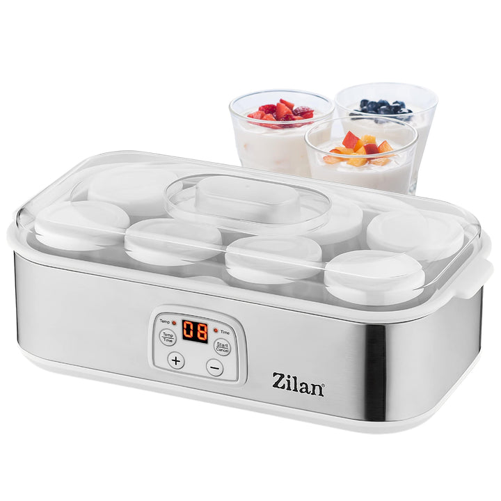 Joghurt Maker | Joghurtmaschine | 1,44 Liter | 8 Glasflaschen á 180 ml | Digitales Display | Tempera