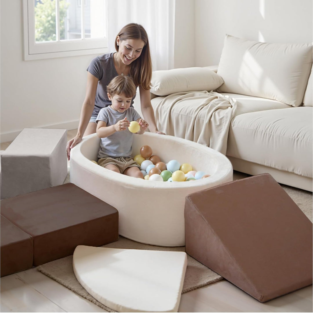 BanaSuper Schaumstoff-Kletterblöcke für Kinder, Baby Schaumstoff Bausteine XXL mit Bällebad, Kletter