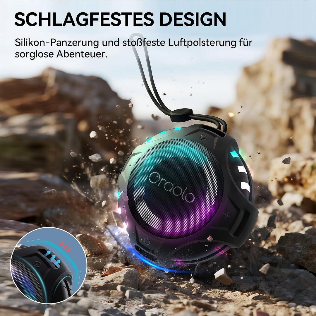 oraolo Bluetooth Lautsprecher Dusche Tragbarer Mini Musikbox | IPX7 Wasserdicht Duschlautsprecher 8H