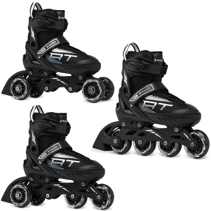 RAVEN Profession 3in1 Inlineskates Triskates Rollschuhe Inliner für Kinder und Erwachsene verstellba