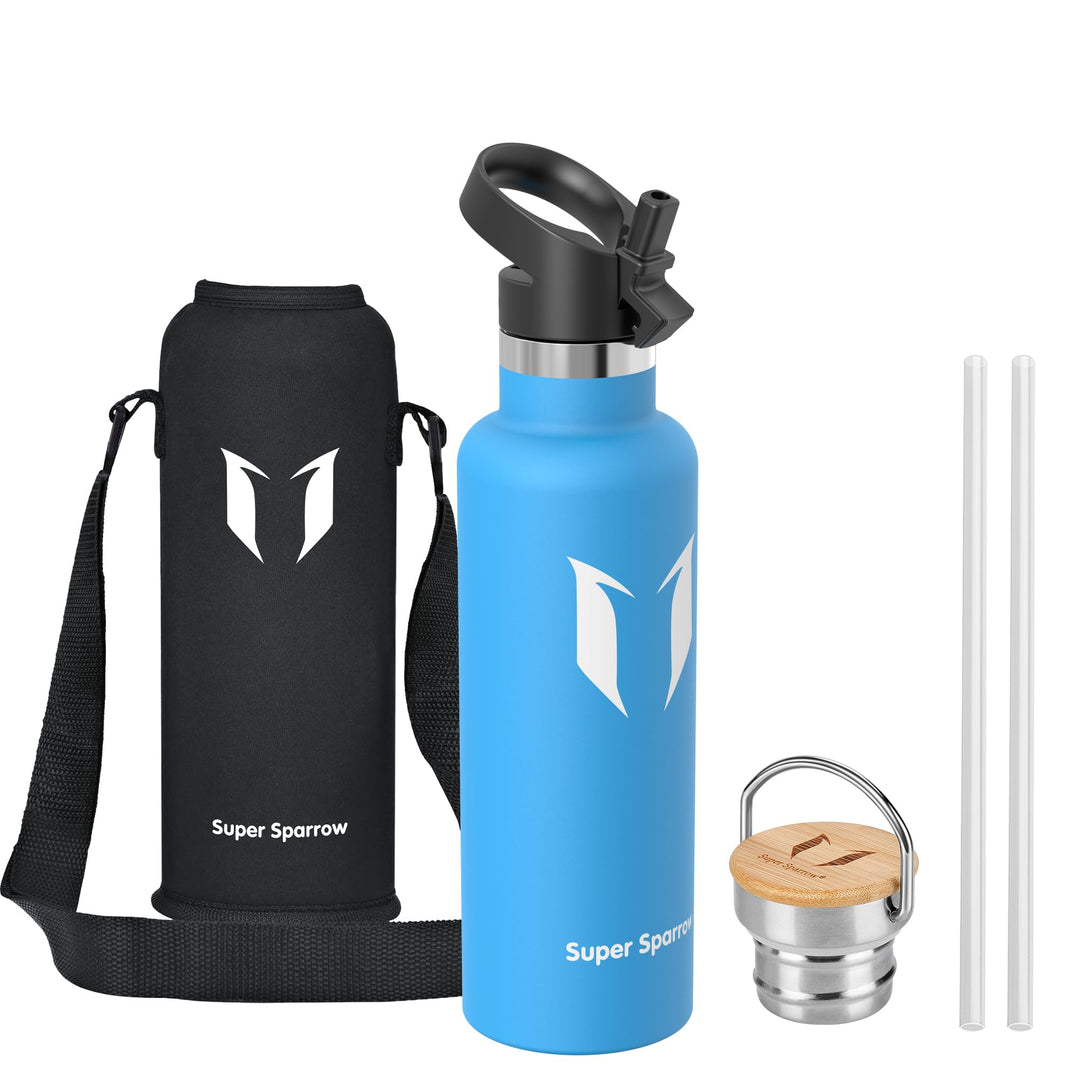Super Sparrow Trinkflasche Edelstahl - 350ml, 500ml, 620ml, 750ml, 1L - Auslaufsicher Thermoskanne,