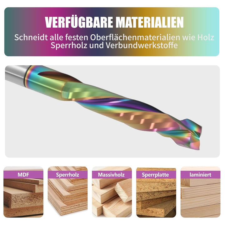8mm Schaft Kompression CNC Fräser Schaftfräser , 2-Flöte Spiralnutfräser mit DLC Beschichtung 25mm S