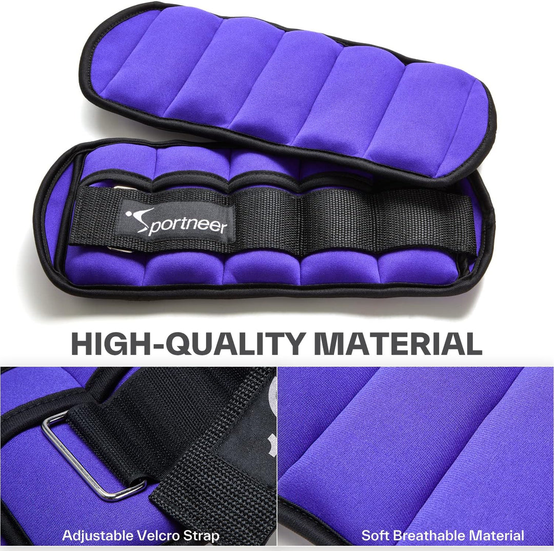 Sportneer Verstellbare Gewichtsmanschetten für Füsse oder Handgelenke, 0,7–3 kg pro Knöchel, 1,4–6 k
