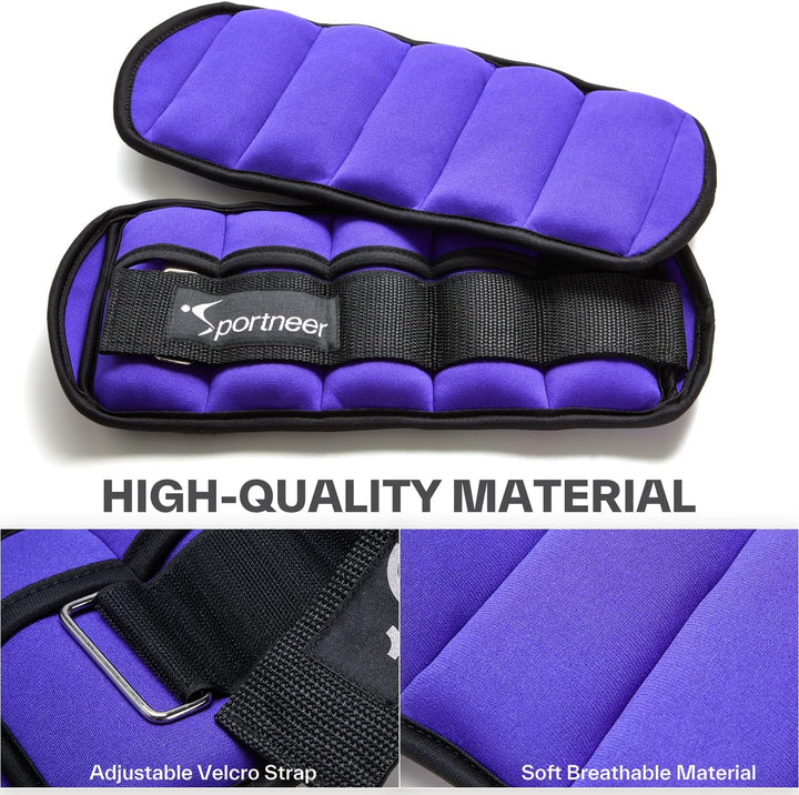 Sportneer Verstellbare Gewichtsmanschetten für Füsse oder Handgelenke, 0,7–3 kg pro Knöchel, 1,4–6 k