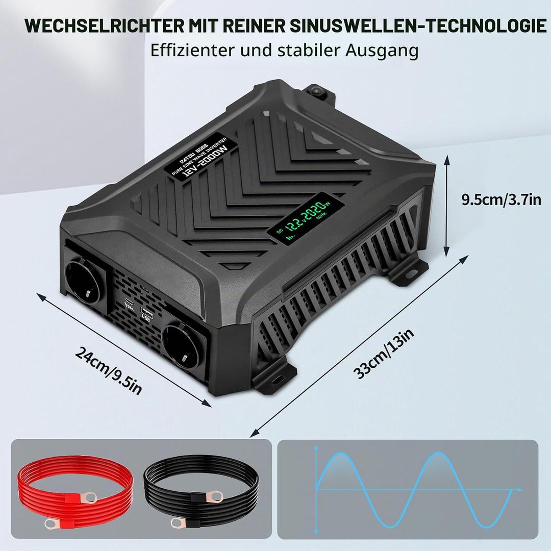 DATOUBOSS 2000W/4000W Spannungswandler 12v auf 230v Reiner Sinus Wechselrichter Power Inverter mit 2