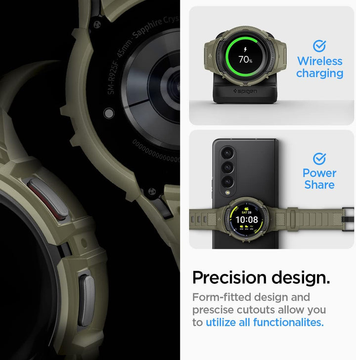 Spigen Rugged Armor Pro Armband mit Hülle Kompatibel mit Galaxy Watch 5 Pro 45mm (2022) - Vintage Kh