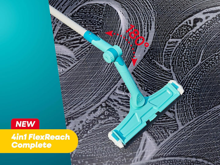 Leifheit Fensterreinigung Set 4in1 FlexReach Complete, Fensterwischer | 32 cm Silikon-Abziehlippe, 4