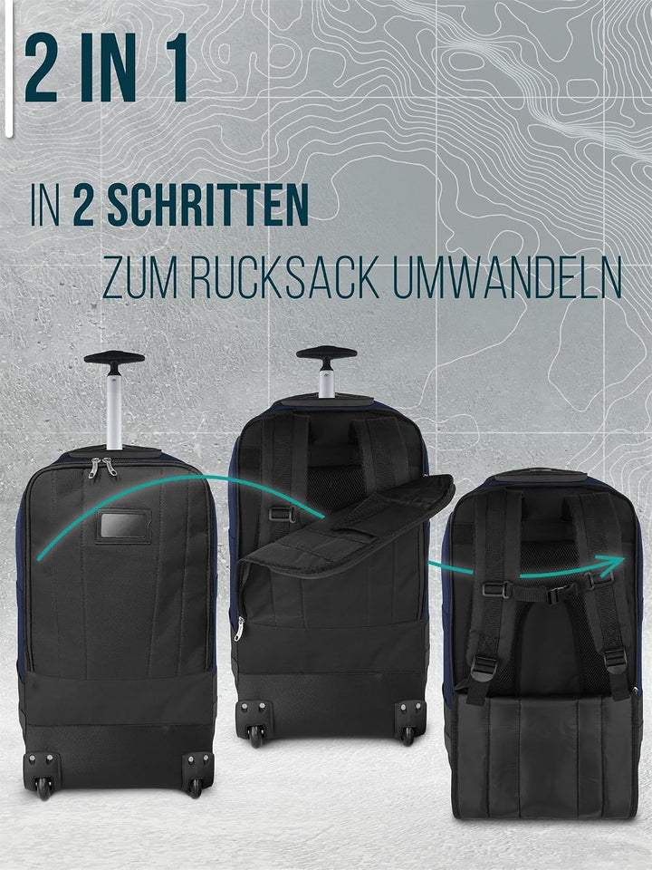 normani Reisetasche Trolley mit Rucksackfunktion 90 Liter - Backpacker mit Frontloader praktischer R