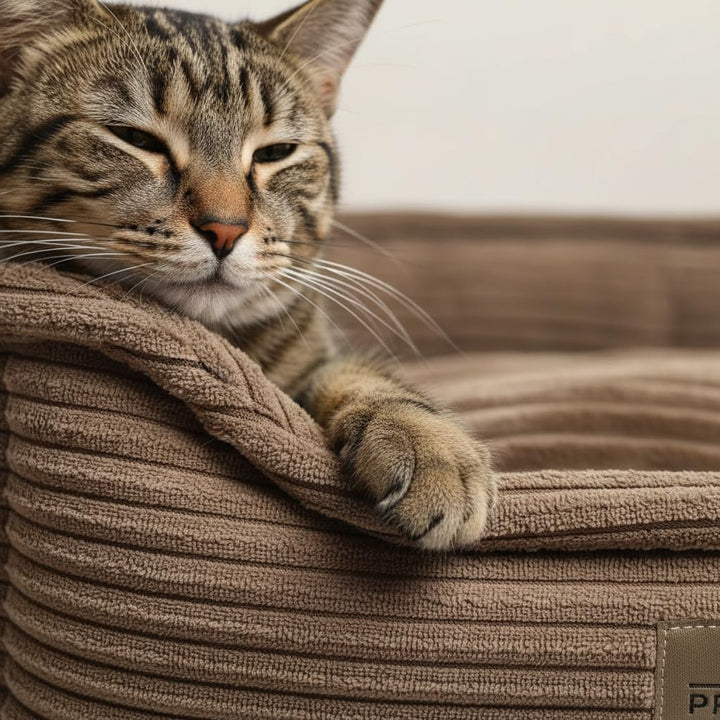PRASKA Katzenbett Hugo – Premium Haustierbett für Katzen & kleine Hunde, Gemütliches Tierbett mit ho