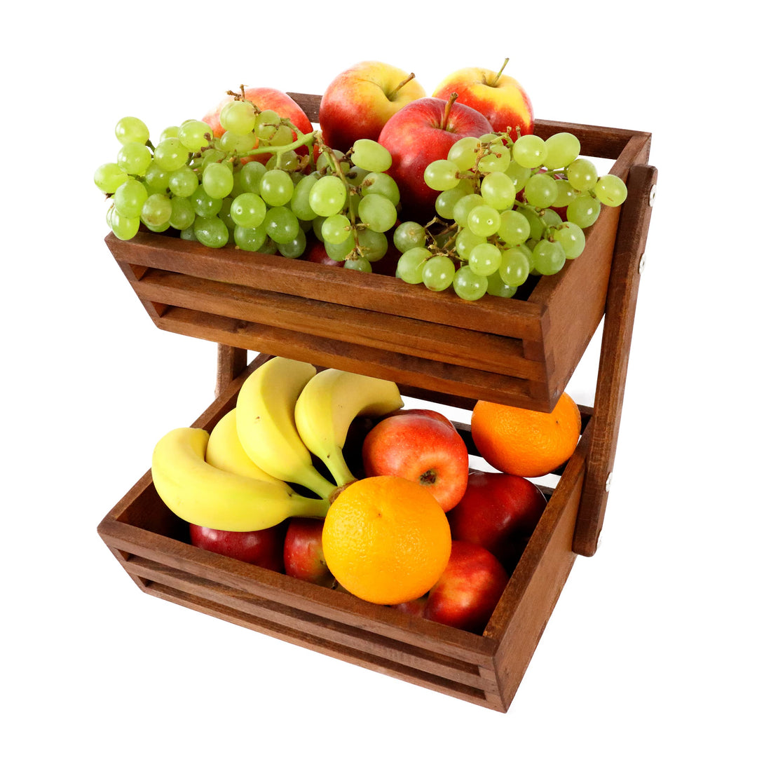 B4K Obstkorb aus Buchenholz | Grösse 24x32x29 cm | Früchtekorb | Servierkorb | Verkaufsständer | Obs