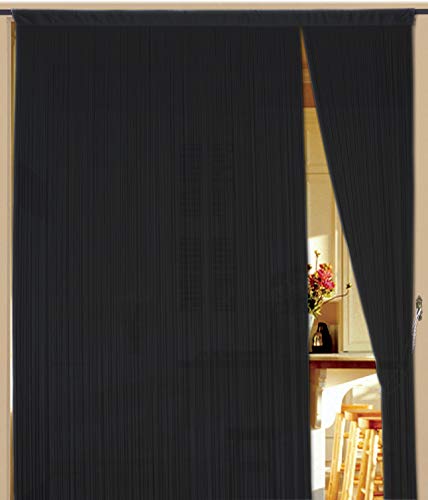 Kaikoon Fadenvorhang Fadenstore Messe B1 schwer entflammbar 90 cm x 240 cm (BxH) schwarz Neu