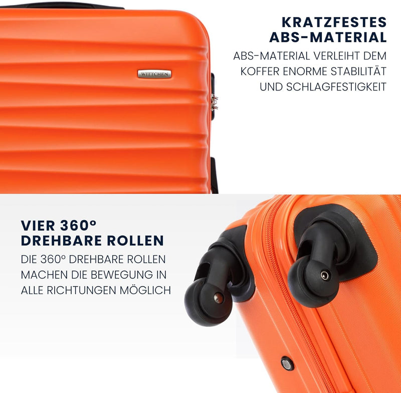 WITTCHEN Reisekoffer Rollkoffer Trolley Grosser Koffer Handgepäck Hartschale aus ABS mit 4 Spinner-R