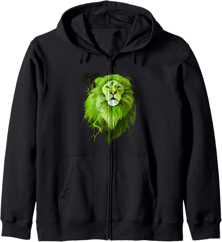 Genialer Löwe im Dschungel Artwork Wildlife Kapuzenjacke