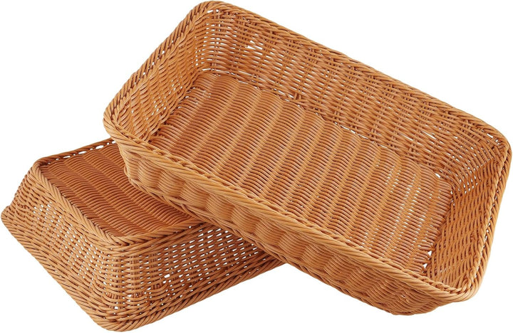KEILEOHO 3 Stück 40 x 30 x 8cm Brotkorb Rechteckig, Brotkörbchen Plastik, Kunstoff Servierkorb Ratta