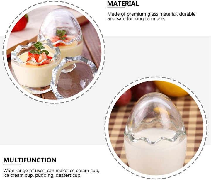 YARNOW 4 Stück Eierschalenbecher Geleebecher Aus Glas Tulpen-eisbecher Klarer Puddingbecher Kleine D