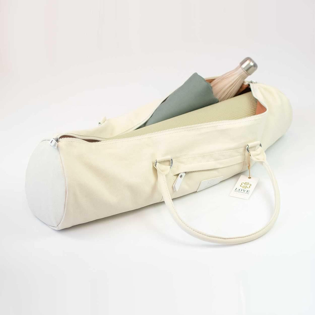 Love Generation Sport &amp; Freizeit-Fitness-Yoga-Taschen für Yogamatten XL Cremeweiss rund, Cremeweiss