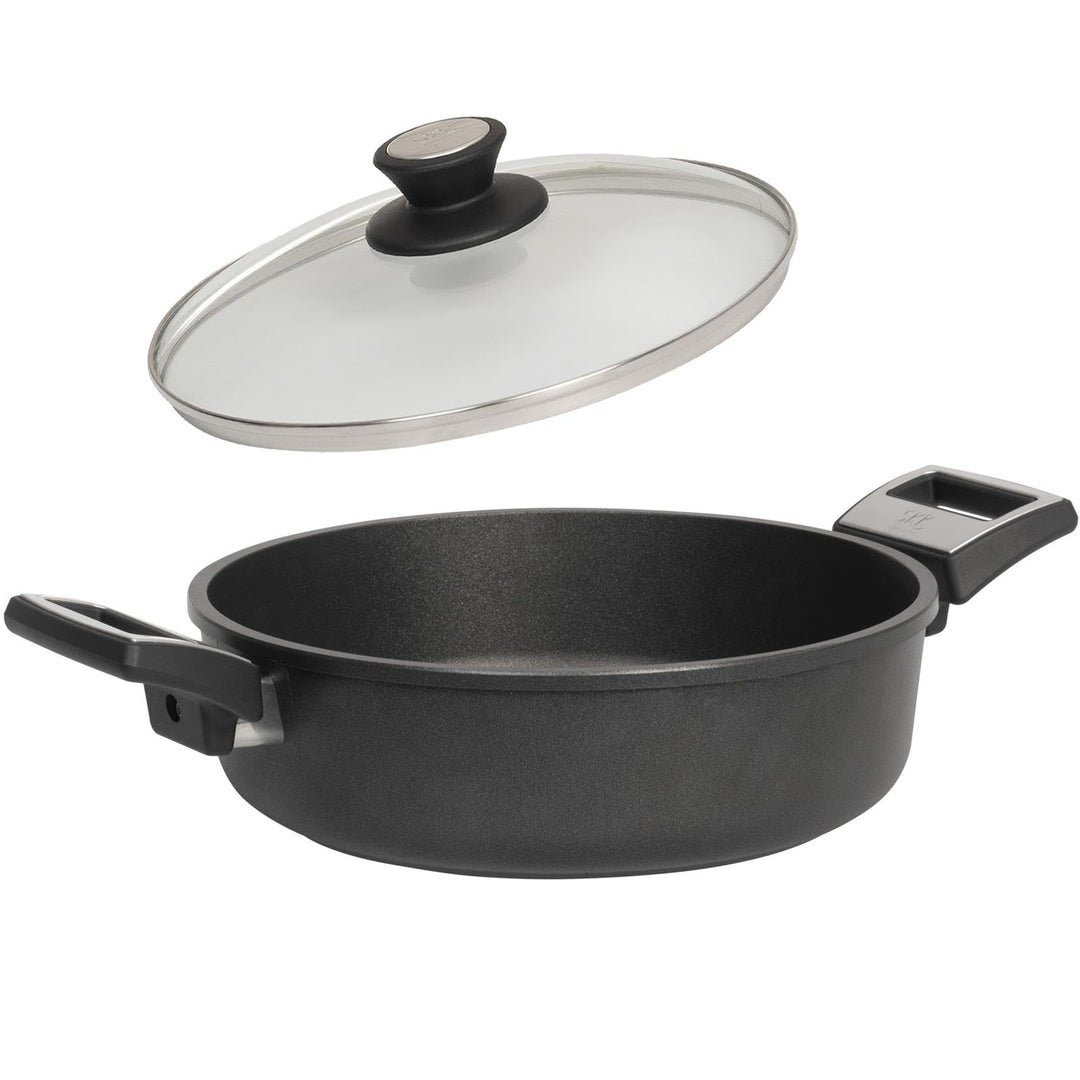 SKK kleiner 2-tlg. Bratentopf Ø 20 cm - Induktion - hohe Aluguss Antihaft Schmorkasserolle & Glasdec