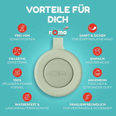 nomo MOSQUITO gegen Mücken und Insekten • Pflanzlicher Mückenschutz Clip für Baby und Kinder • Anti