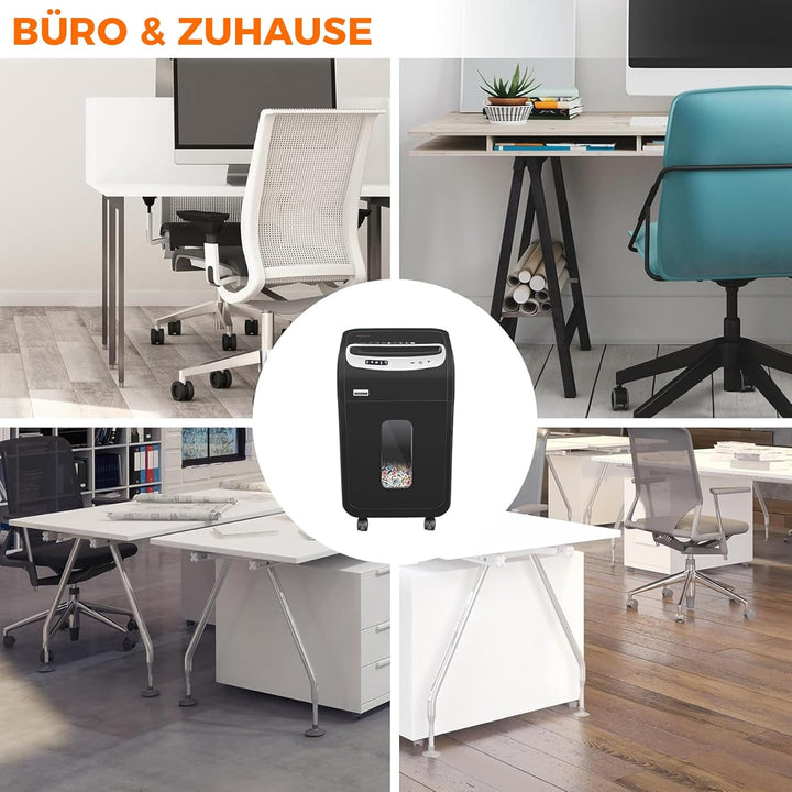 Aktenvernichter für Büro, 18 Blatt Mikro-Cut (P4) Papierschredder, VidaTeco Reisswolf mit 60 Minuten