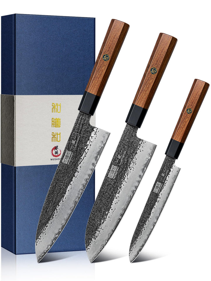 HOSHANHO 3-teilig Messerset, Professionelles Japanisches Küchenmesser Set Aus Kohlenstoffstahl, Ultr