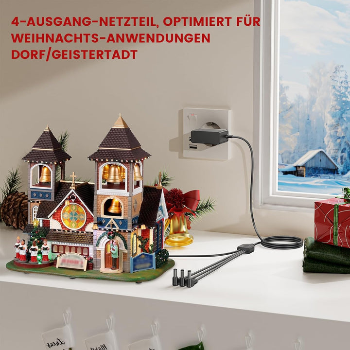 4.5V Weihnachtshaus Beleuchtet Netzadapter Kompatibel mit Lemax Weihnachtsdorf Deko Christmas Villag