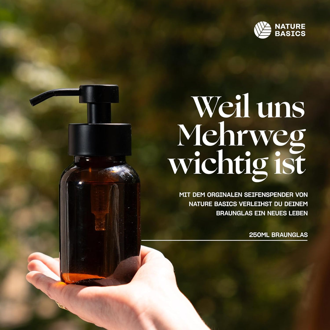 Nature Basics Vorratsdosen Glas Set - 4 x 400 ml - Braungläser mit Gewinde und dicht schliessendem A