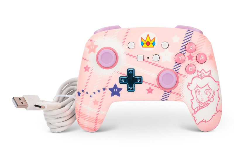 Verbesserter Kabelloser PowerA-Controller für Nintendo Switch - Prinzessin-Peach-Plaid, Nintendo Swi