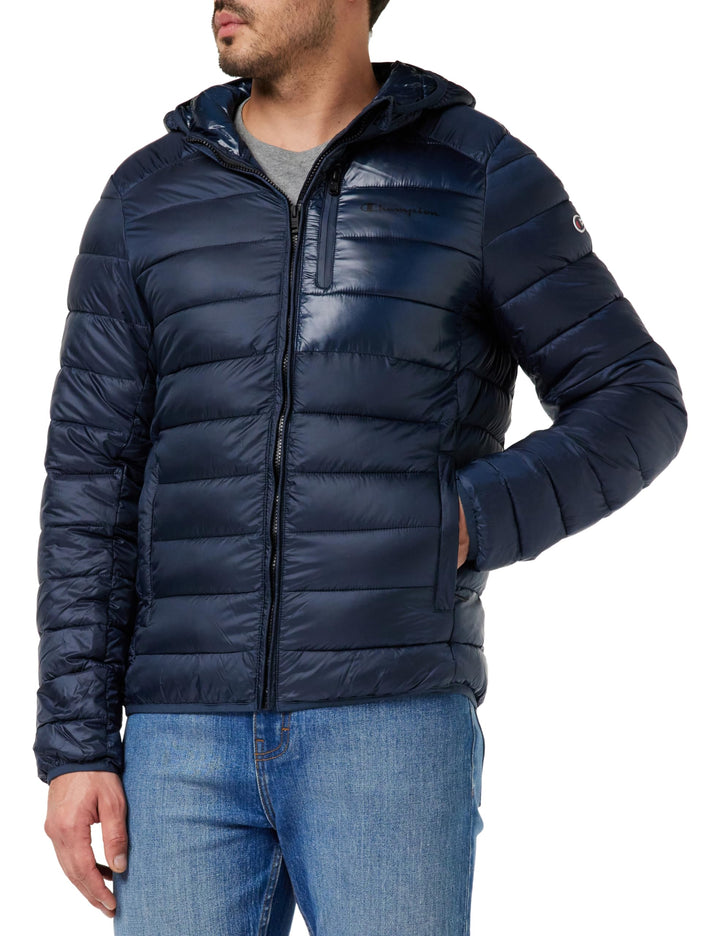 Champion Herren Legacy Outdoor-Chintzed Poly Plain Woven Hooded Gepolsterte Jacke S Blu Marino, S Bl