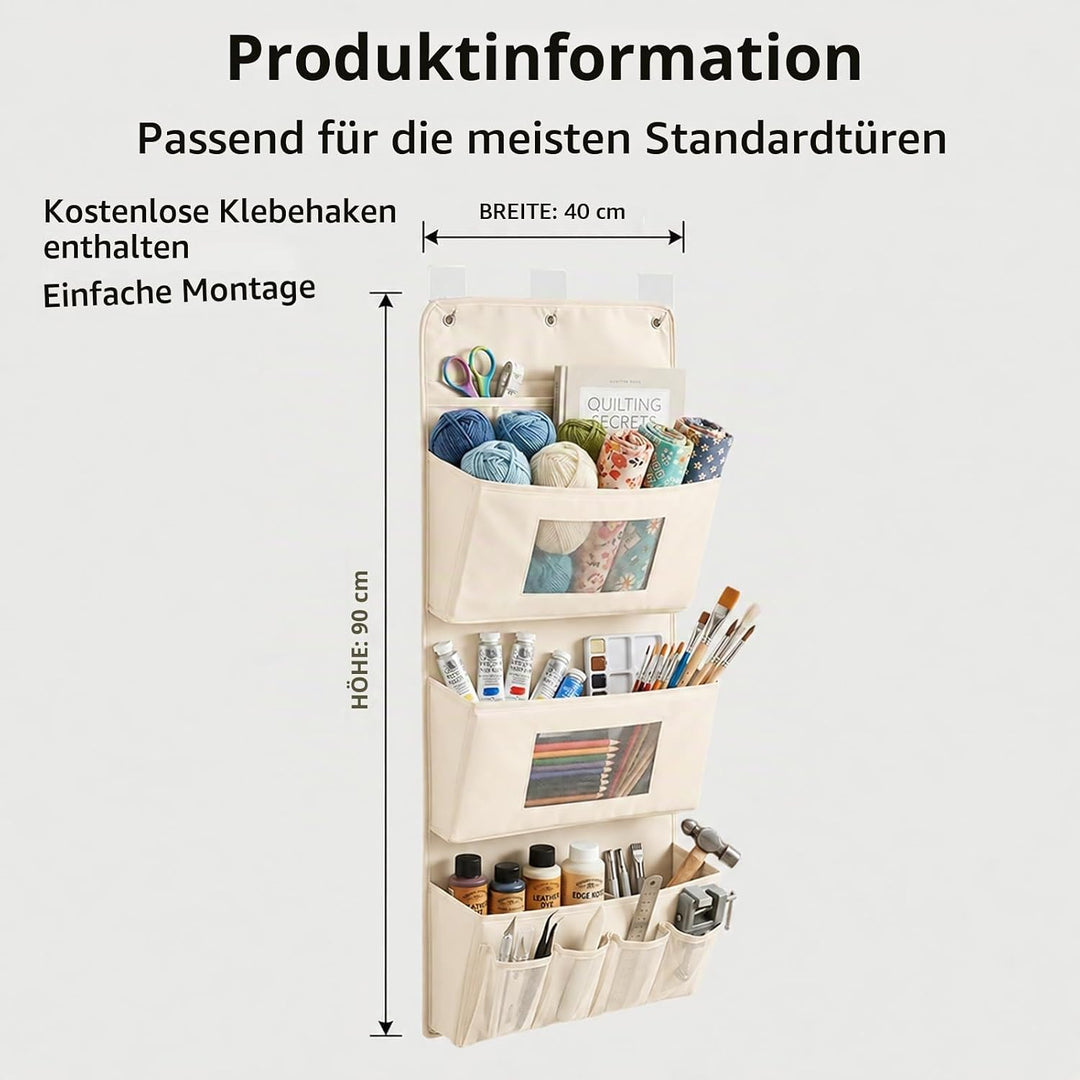 OMJMYY Hängeorganizer Tür 3-Schichten 40x90cm Für Schlafzimmer, Beige | Aufbewahrung Hängend, 3 Hake