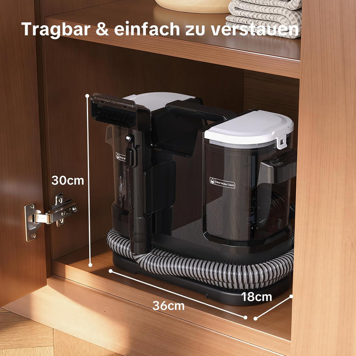 Lubluelu Nasssauger Polsterreiniger Gerät 20 kPa, 1400 W, Teppichreiniger Waschsauger mit 10 Sek. Sc