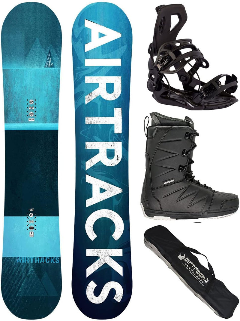 AIRTRACKS Snowboard Set Board Blue Drifter Wide Hybrid Rocker + Snowboard Bindung Master + Snowboard