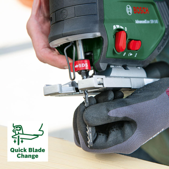 Bosch Akku-Stichsäge AdvancedSaw 18V-140 (Pendelhub, bürstenloser Motor, Schnitttiefe Holz/Stahl/Alu