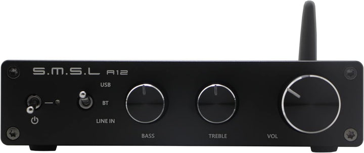SMSL A12 Bluetooth 5.0 Stereo Audio Amplifier, Mini HiFi Class D Integrated 2 Channel Power Amp for