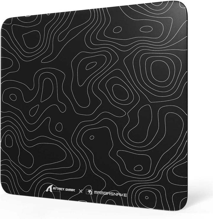 MAMBASNAKE x ATTACK SHARK CM05 Contour Glass Hard Gaming Mousepad,Nano-Micro-Etched Texture,Smooth G