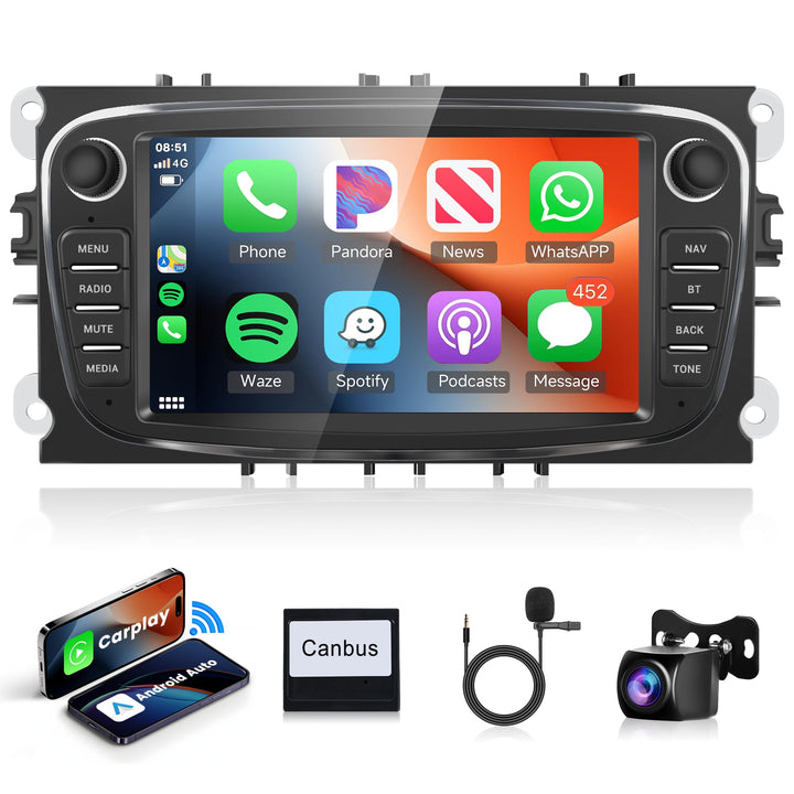 2G+64G Wireless Carplay Android 13 Autoradio für Ford Focus II mk2 Mondeo S-Max C-Max Galaxy Kuga mi