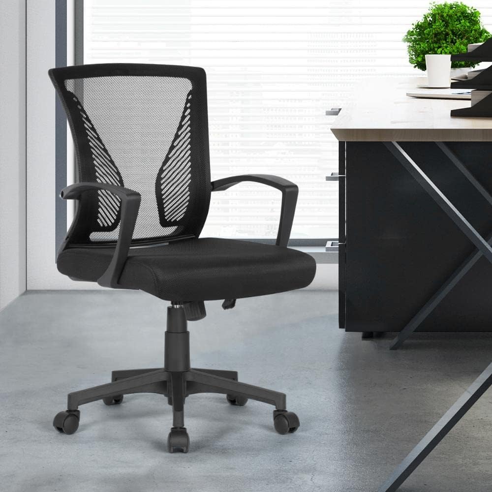 Yaheetech 2 Stück Bürostuhl, Schreibtischstuhl ergonomisch, Drehstuhl mit Netzbespannung, höhenverst
