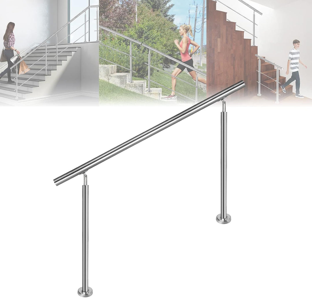 LARS360 Handlauf 180cm Geländer Ø 42 mm Treppengeländer Geländerstäben aus Edelstahl 0 Querstreben T