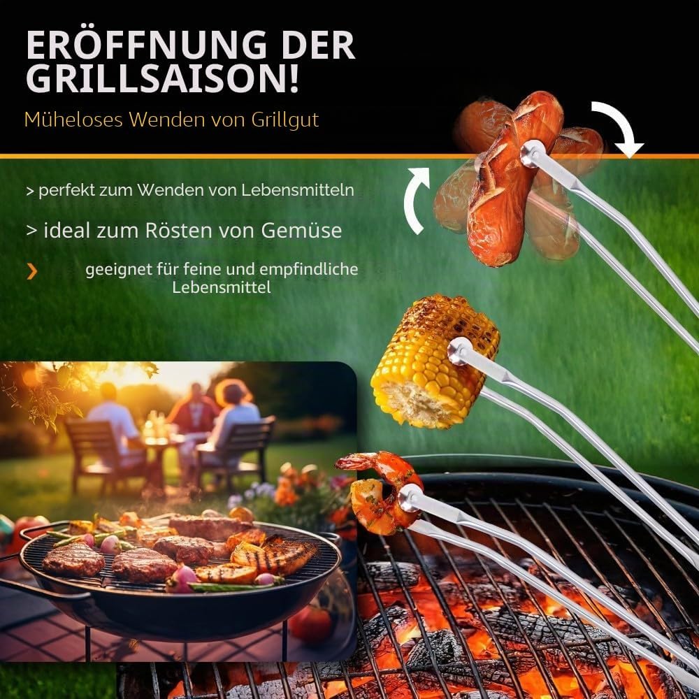 Durandal Selection Grillzange aus Edelstahl, Küchenhelfer für Aussen- und Innenbereich, silberfarben