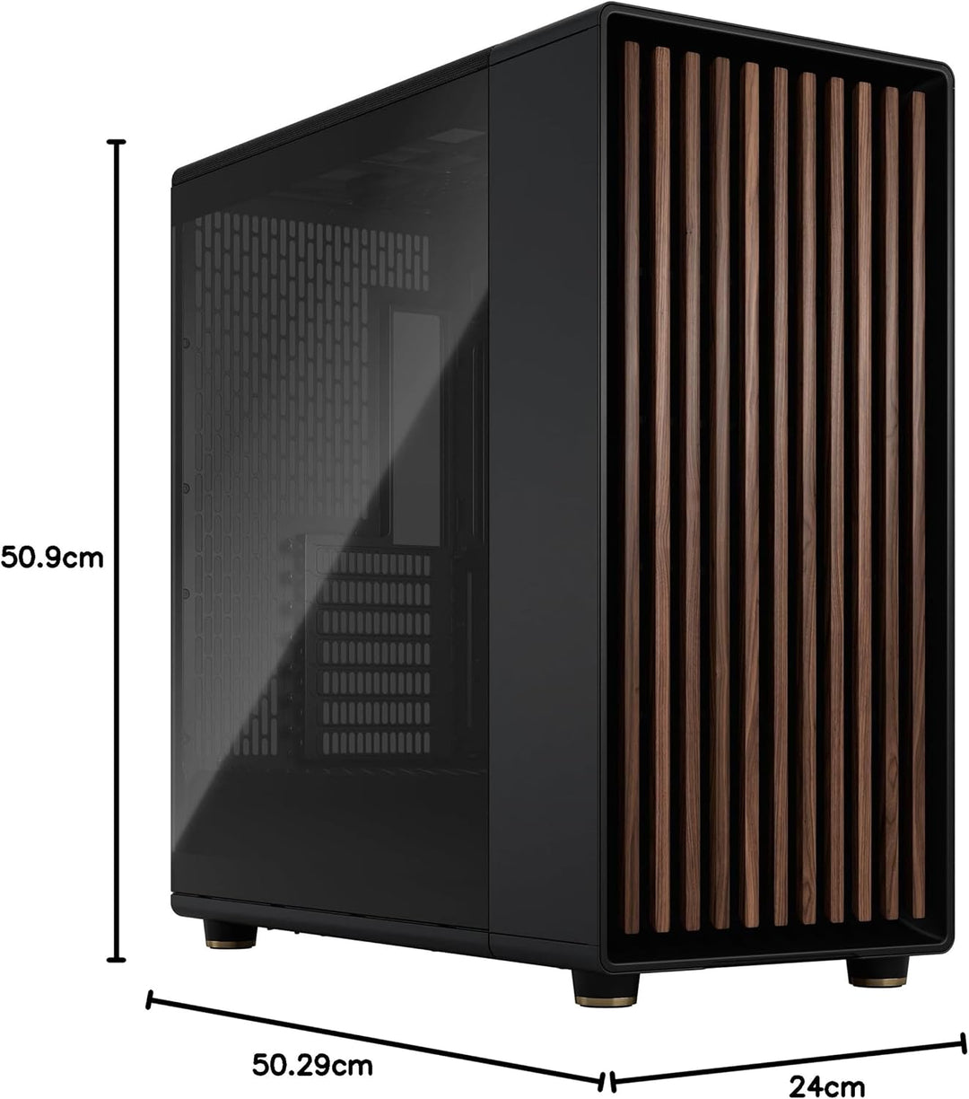 Fractal Design North XL Charcoal Black TG- Three 140mm Aspect PWM Fans Included- Type C USB- EATX Ai