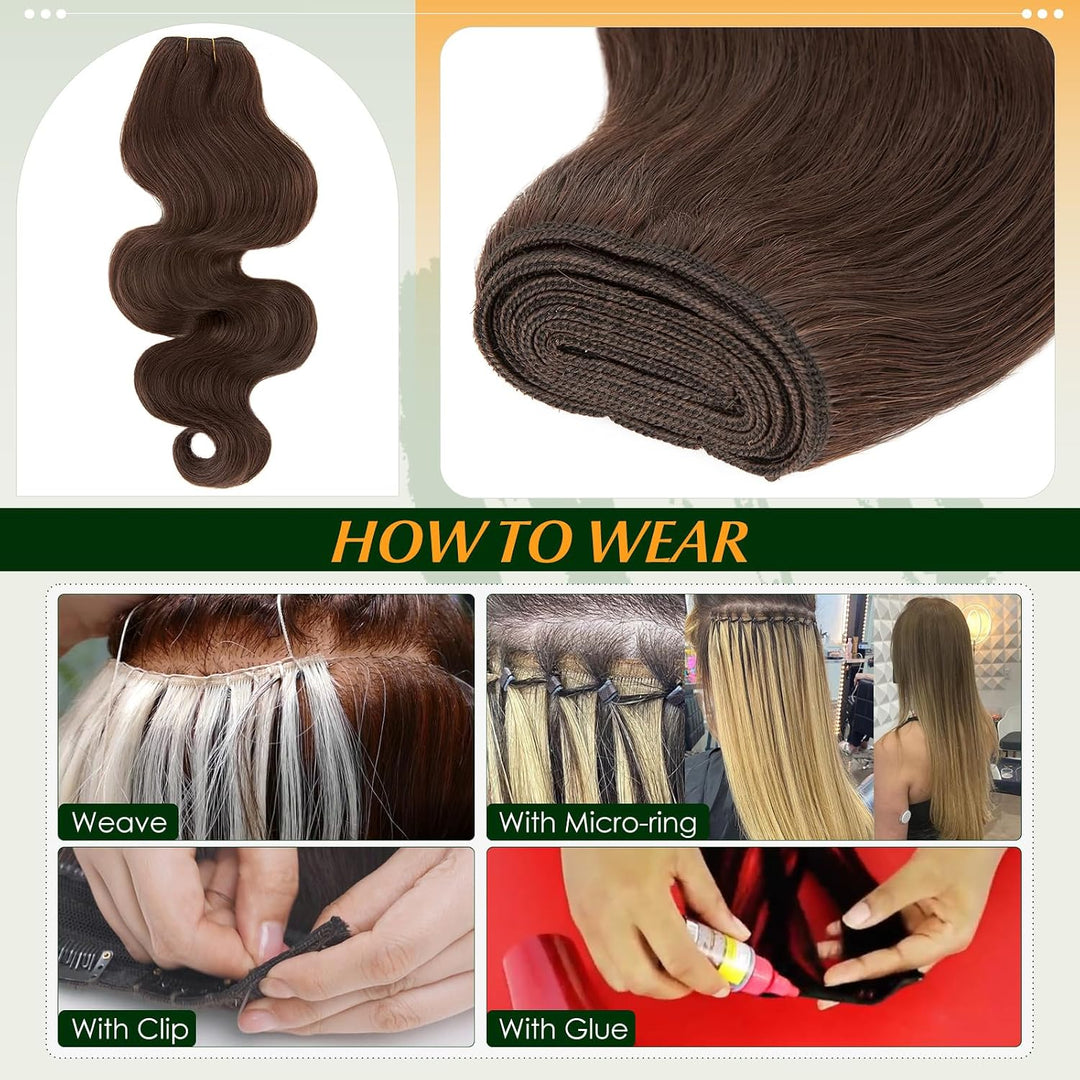 Elailite Haartressen Echthaar Sew in Bündel Hair Extensions Tressen Haarverlängerungen Brasilianisch