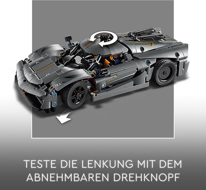 LEGO Technic Koenigsegg Jesko Absolut Supersportwagen in Grau, Bauspielzeug für Jungen und Mädchen,