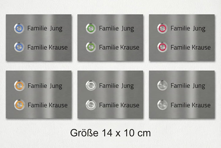 Zweifamilienhaus Klingelplatte Frankfurt 140 x 100 X 3mm V2A Edelstal kostenlose Lasergravur (LED we