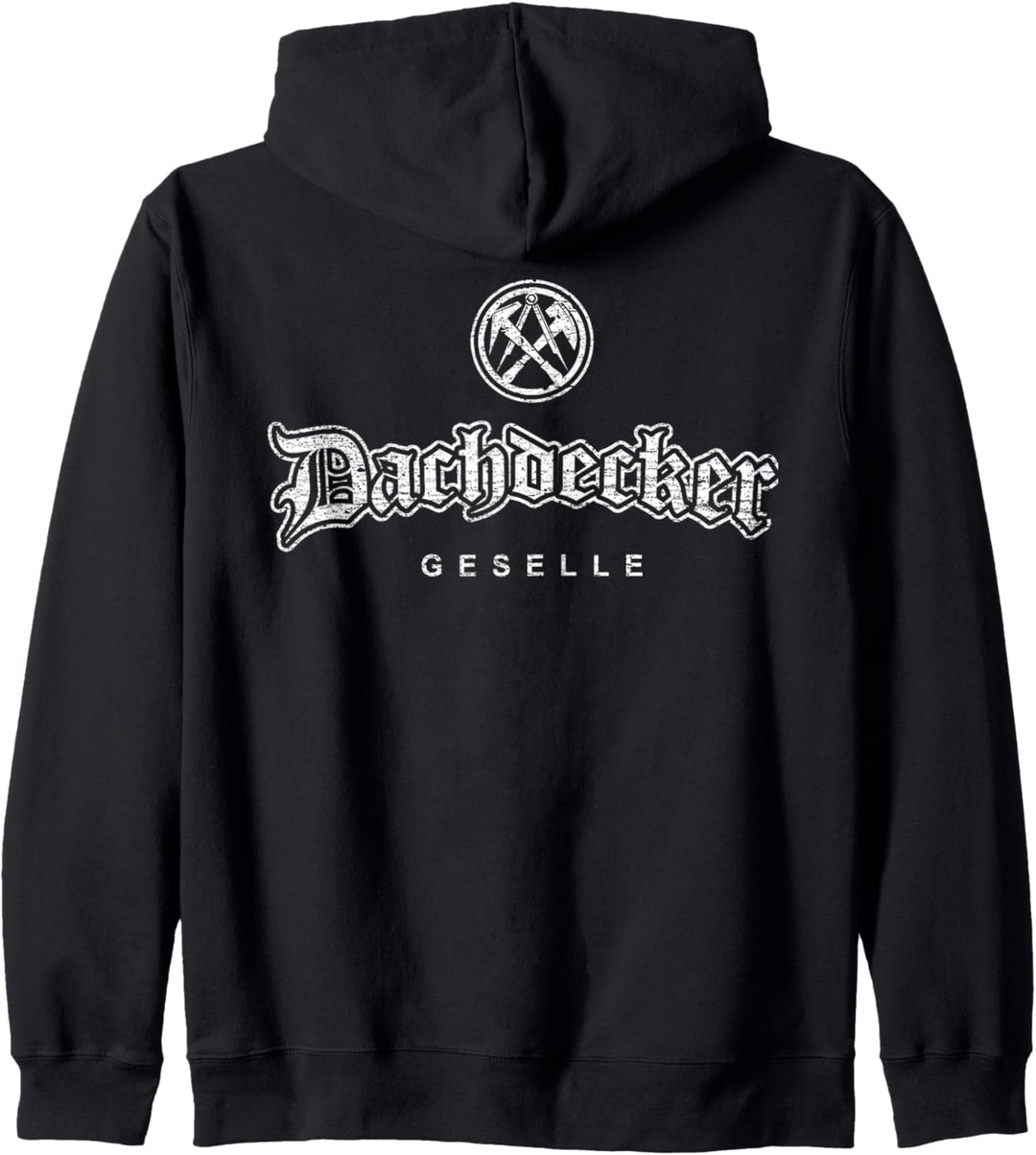 Zunftzeichen Dachdecker Geselle in alt-gotischer Schrift Kapuzenjacke