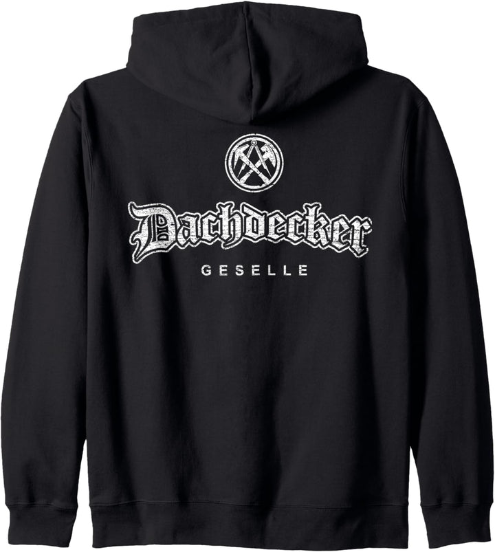 Zunftzeichen Dachdecker Geselle in alt-gotischer Schrift Kapuzenjacke