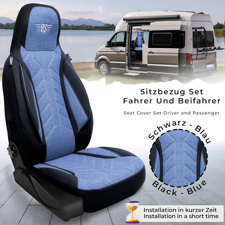 BREMER SITZBEZÜGE Wohnmobil Schonbezüge für FIAT Ducato Jumper Boxer PLKT206 PLKT206 - Schwarz/Blau,