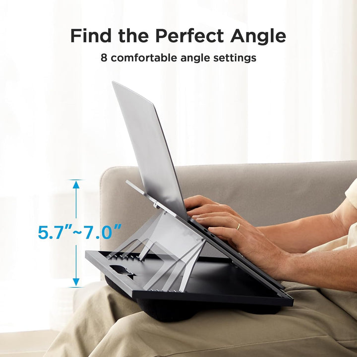 HUANUO Laptopkissen Höhenverstellbar, für max. 15,6" Notebook, Ipad, Tragbarer Laptoptisch für Reise